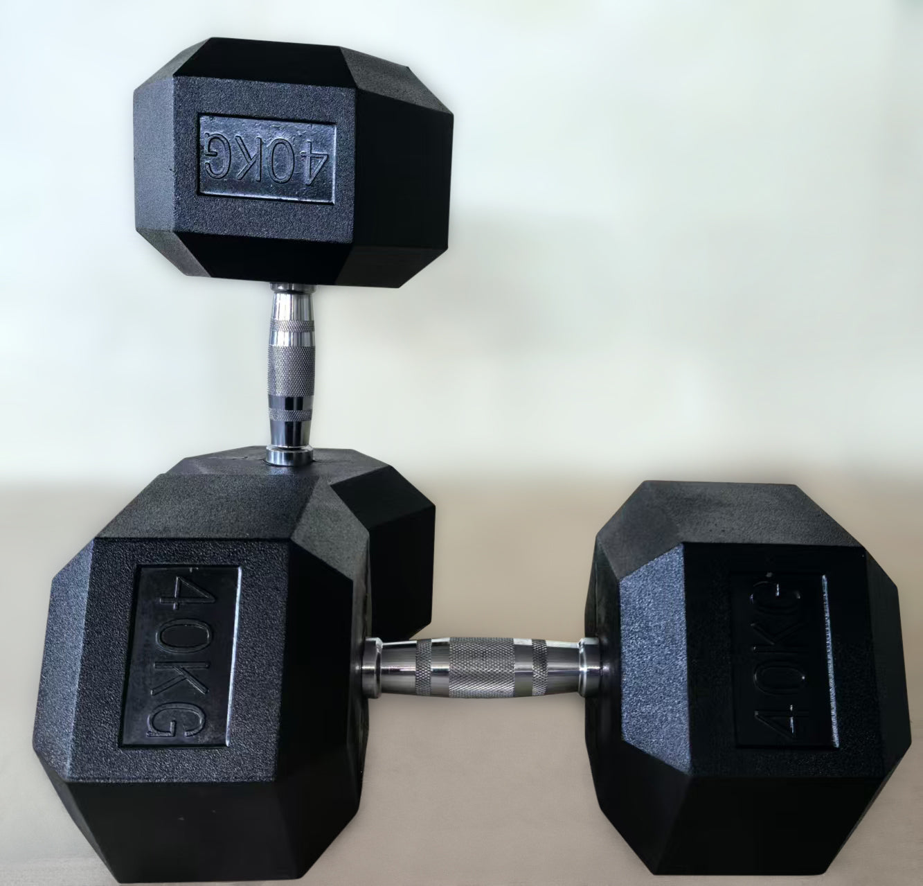 Set Uteži: Heks gumirane ročke uteži v parih, 30, 32.5, 35, 37.5 in 40 kg