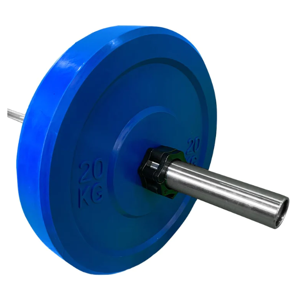 Bumper utež, gumiran bumper disk 20 kg modre barve