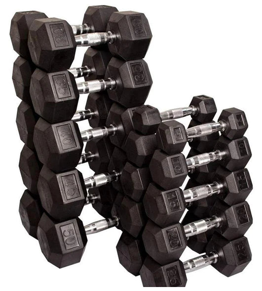 Set Weights: Hex rubberized handles in pairs, total 30 kg
