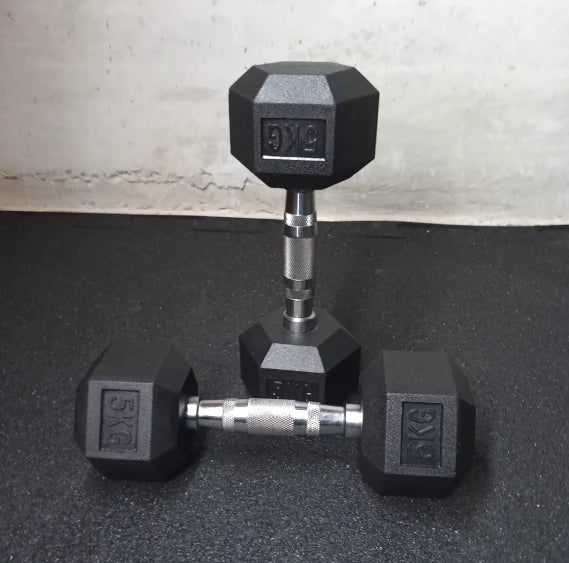 Set UtegI: HEXKE Ručke s gumiranim UtegI u parovima, 42,5 kg, 45 kg i 47,5 kg, ukupno 270 kg