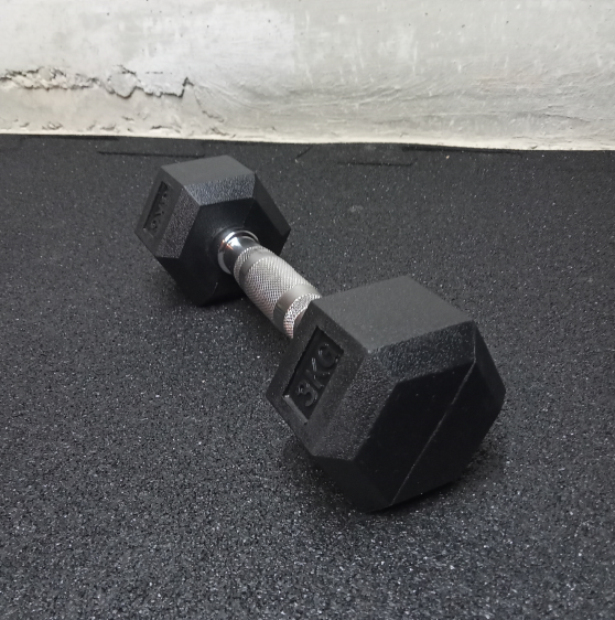 Set rubberized hexagonal handles 2.5 - 40 kg with a stand
