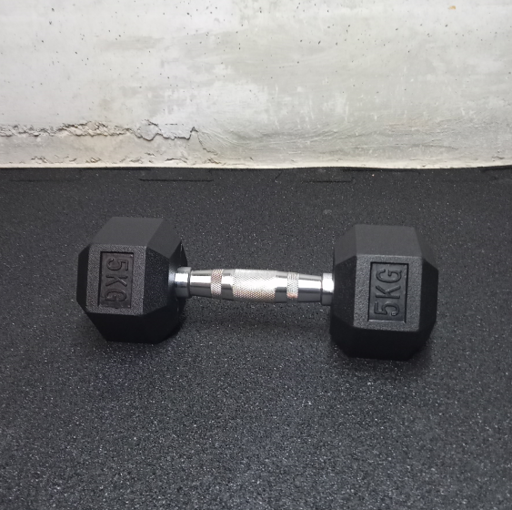 Rubberized hexagonal weight / Hex a handle of 5 kg