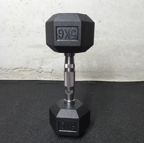 Rubberized hexagonal weight / Hex a handle of 5 kg