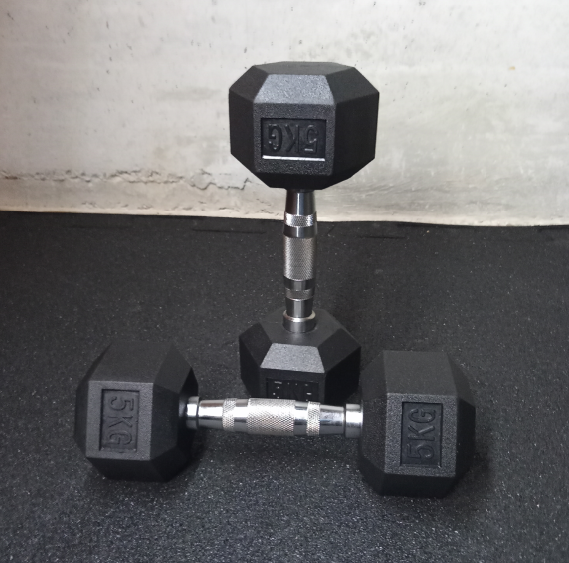 Rubberized hexagonal weight / Hex a handle of 5 kg