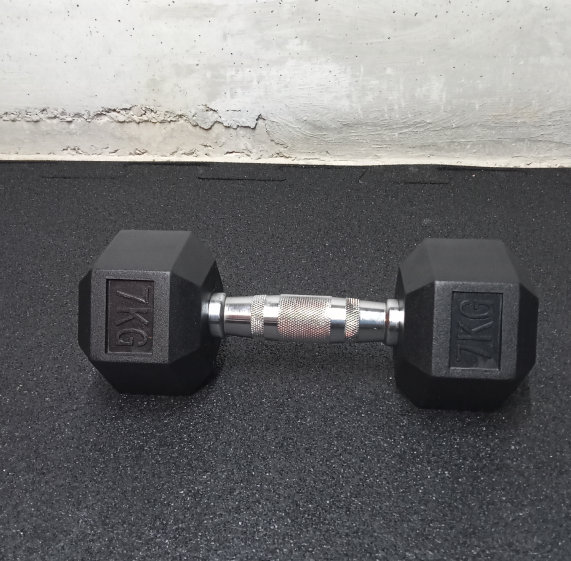 Set rubberized hexagonal handles 2.5 - 40 kg with a stand