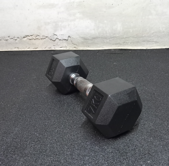 Set rubberized hexagonal handles 2.5 - 40 kg with a stand