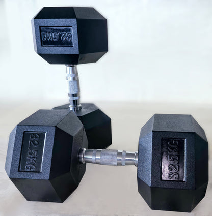 Set Uteži: Heks gumirane ročke uteži v parih, 30, 32.5, 35, 37.5 in 40 kg