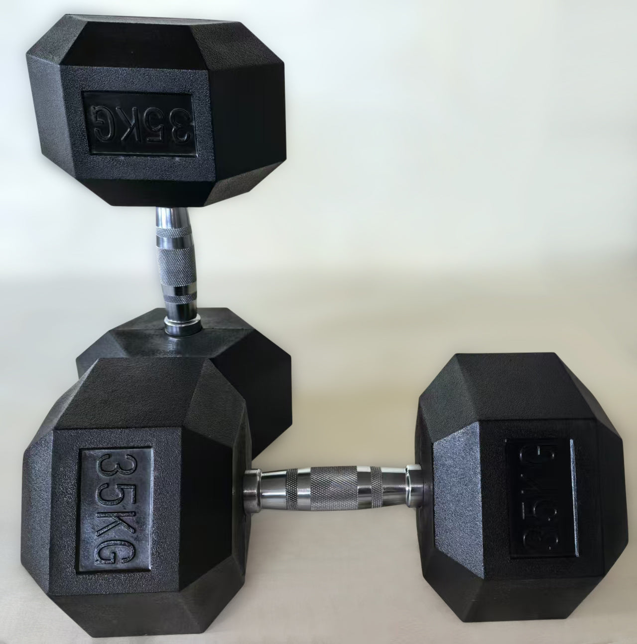 Set Uteži: Heks gumirane ročke uteži v parih, 30, 32.5, 35, 37.5 in 40 kg