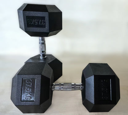 Set Uteži: Heks gumirane ročke uteži v parih, 30, 32.5, 35, 37.5 in 40 kg