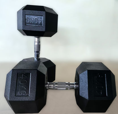 Set Uteži: Heks gumirane ročke uteži v parih, 30, 32.5, 35, 37.5 in 40 kg